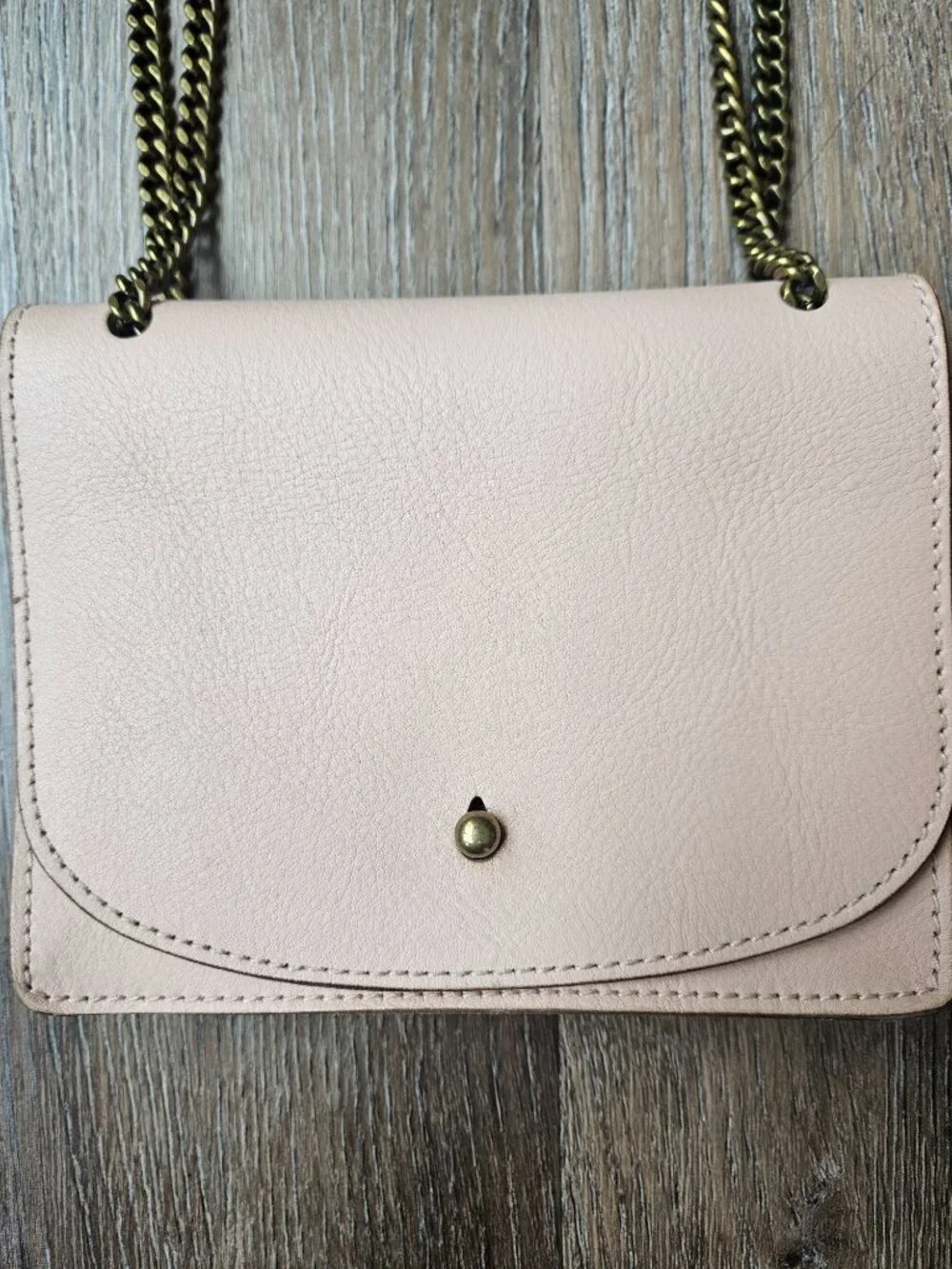 Madewell pale pink peach mini leather adjustable strap shoulder crossbody purse
